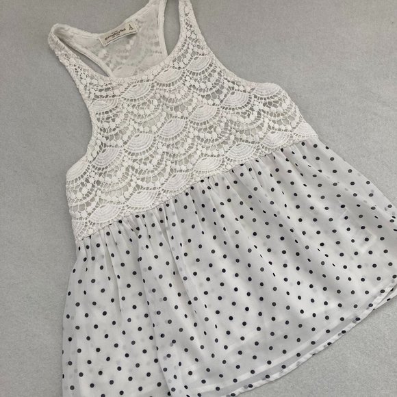 Abercrombie & Fitch Lace Detail White/Black Racer Back Sleeveless Top - Picture 2 of 9